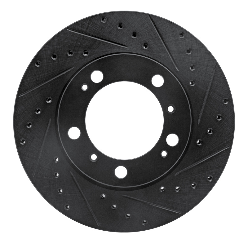 Porsche Boxster Brake Rotor (1) - Front Right - R1 Concepts - Drilled & Slotted - Black - `97-`04